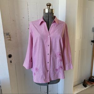 Caribbean Joe Stripe Beaded Button Shirt 1X NWT